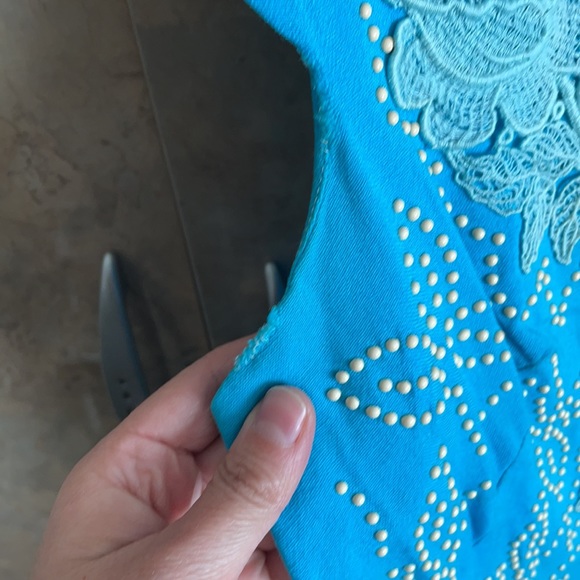 Vintage blue rose embroidered with beading “Dolly” inspired - Picture 5 of 5